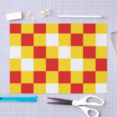 Red White Yellow Checkered Pattern Design  薄葉紙 (クラフト)