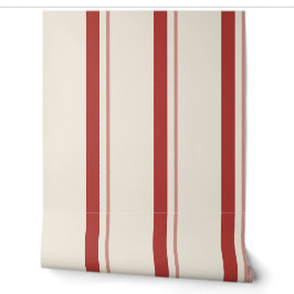 Red Wide Grain Sack Stripe 壁紙