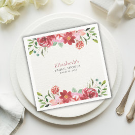Red wildflowers Bridal Shower スタンダードカクテルナプキン
