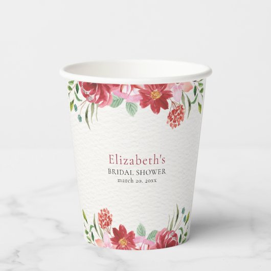 Red wildflowers Bridal Shower 紙コップ (裏面)