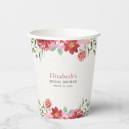 Red wildflowers Bridal Shower 紙コップ (正面)