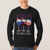 Red Wine & Blue 4th Of July Wine Red White Blue Wi Tシャツ (正面)