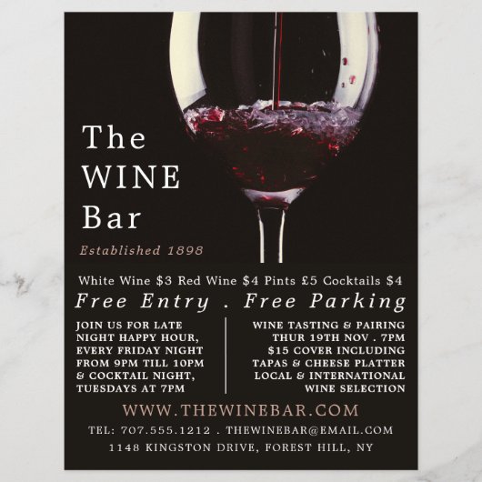 Red Wine Glass, Wine Bar/Winery Advertising チラシ (正面)