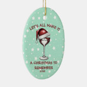 Red Wine Glass with Santa Hat Wine Lovers Ornament セラミックオーナメント (右)