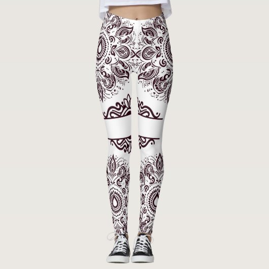 Red Wine Mandala Leggings レギンス (正面)