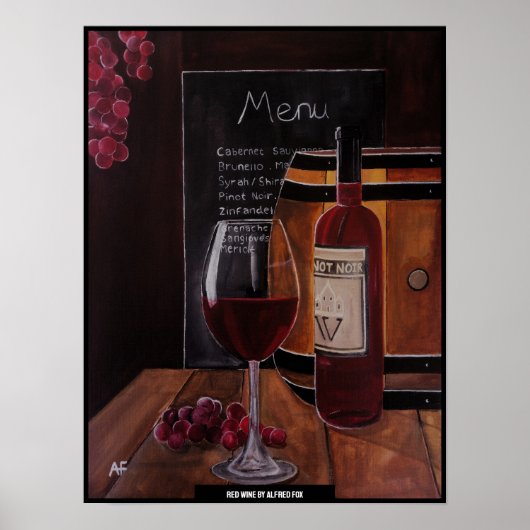 Red Wine Painting by Alfred Fox ポスター (正面)