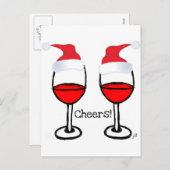 RED WINE SANTA HATS CHEERS! PRINT シーズンポストカード (正面/裏面)