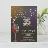 Red Wine String Lights 35th Birthday Party 招待状 (スタンド正面)