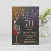 Red Wine String Lights 70th Birthday Party 招待状 (スタンド正面)