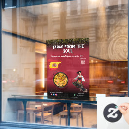 Red Wine Tapas Dancer Spain Paella Restaurant ウィンドウサイン