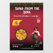 Red Wine Tapas Dancer Spain Paella Restaurant ウィンドウサイン (シート)