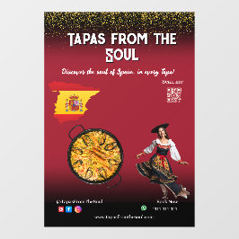 Red Wine Tapas Dancer Spain Paella Restaurant ウィンドウサイン