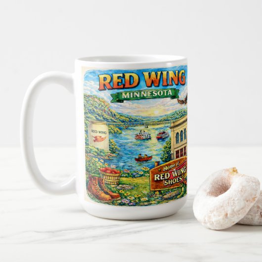 Red Wing, Minnesota Souvenir Gift Latte Mug コーヒーマグカップ (ドーナツ)