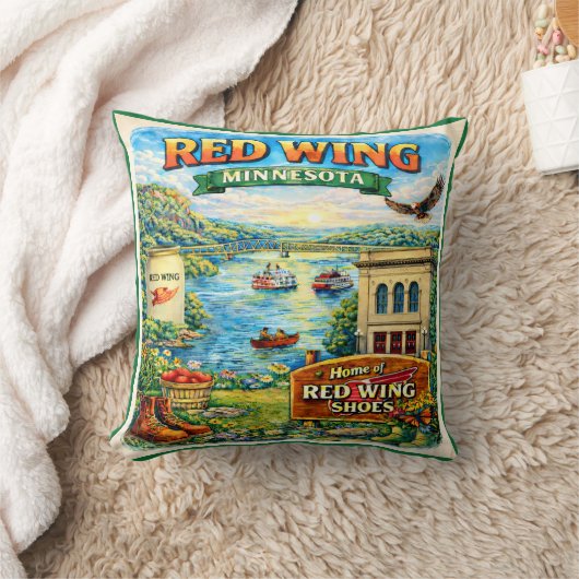 Red Wing, Minnesota Souvenir Gift Pillow クッション (ブランケット)