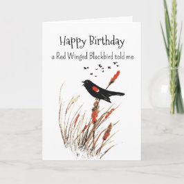 Red Winged Blackbird Personality Birthday Fun Bird カード