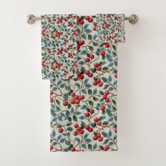 Red Winter Berry Towel Set – Elegant Holiday  バスタオルセット
