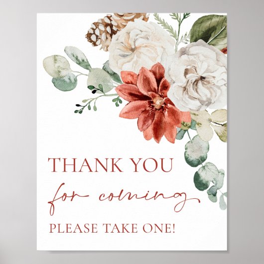 Red Winter Christmas Thanks For Sign 来 For Thanks ポスター (正面)