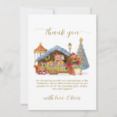 Red Winter Farmer Market Teddy Bear Baby Shower サンキューカード (正面)