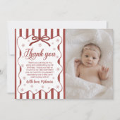 Red Winter First Birthday Photo Thank You 招待状 (正面)