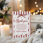 Red Winter First Birthday Thank You Card 招待状