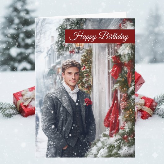 Red Winter Holiday Hallmark Movie Happy Birthday カード