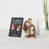Red Winter Mittens Season's Greetings Photo シーズンカード (正面)