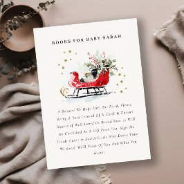 Red Winter Sleigh Books For Baby Baby Shower エンクロージャーカード