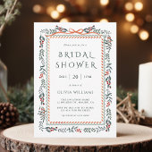 Red Winterberry Frame Bridal Shower 招待状
