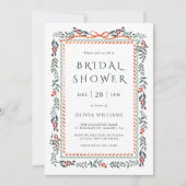Red Winterberry Frame Bridal Shower 招待状 (正面)