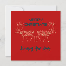 Red wish card Merry Christmas new year reindeer シーズンカード
