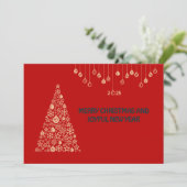 Red wish card New Year with Christmas ball & tree シーズンカード (スタンド正面)