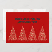 Red wish card New Year with tree Christmas  シーズンカード (正面/裏面)