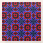 Red With Blue Stars ガラスコースター (正面)