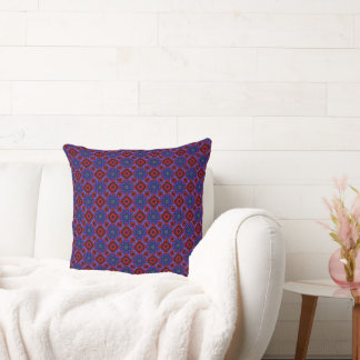 Red with Blue Stars Throw Pillow クッション