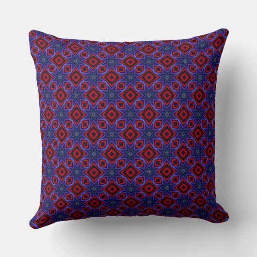 Red with Blue Stars Throw Pillow クッション (裏面)