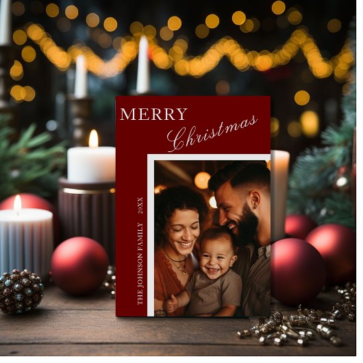 Red with Silver Script Familyフォトカード シーズンカード