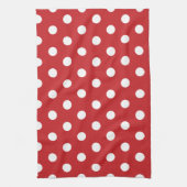 Red with Solid White Dot Style キッチンタオル (縦)