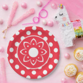 Red With White Polk Dots Paper Plate ペーパープレート (パーティー)