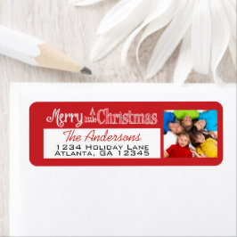 Red With Your Holiday Photo Little メリー Christmas ラベル