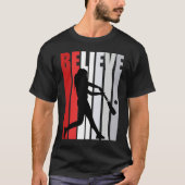 Red Womens Believe Baseball Motivational Softball  Tシャツ (正面)