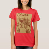 Red Women's Cheers Drinks Toasting T-Shirt Tシャツ (正面)