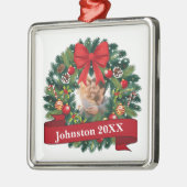 Red Wreath Christmas  メタルオーナメント (左)