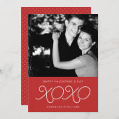Red XOXOバレンタインデーのフォトカード シーズンカード (正面/裏面)