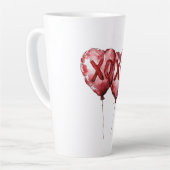 Red XOXO Heart Balloons カフェラテマグ (左アングル)