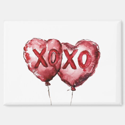 Red XOXO Heart Balloons マグネット (正面)