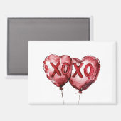 Red XOXO Heart Balloons マグネット (正面/裏面)