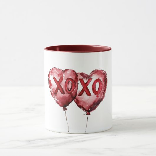 Red XOXO Heart Balloons Love Valentine マグカップ (中央)
