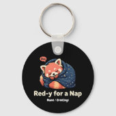 Red-y For A Nap Cute Sleepy Red Panda Kawaii キーホルダー (正面)