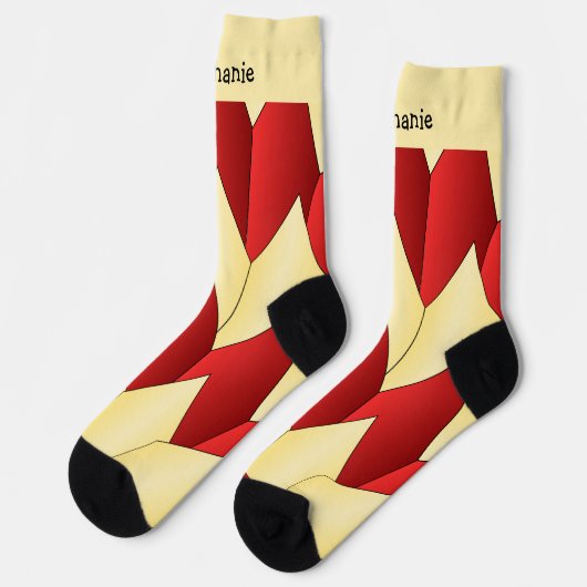 Red Yellow Art Deco Design Socks ソックス (左)