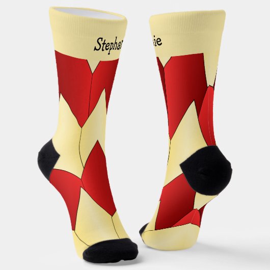 Red Yellow Art Deco Design Socks ソックス (傾斜あり)